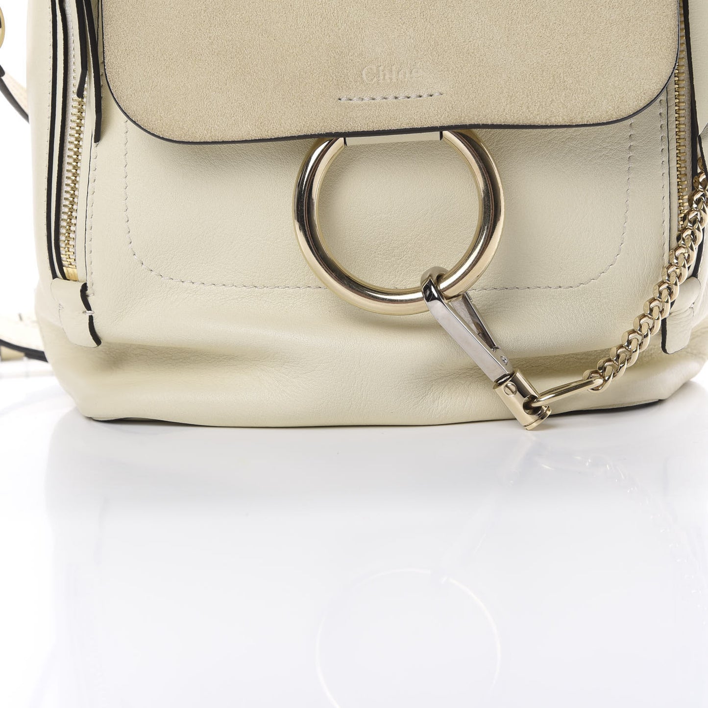 Suede Calfskin Small Faye Backpack Off White