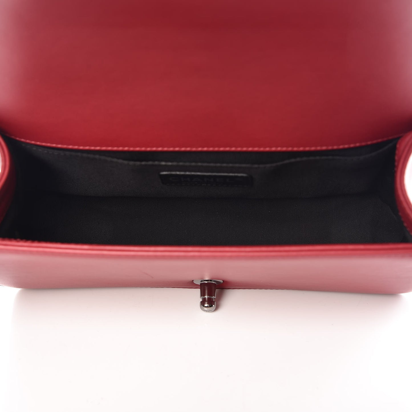 Calfskin Embroidered Chevron Medium Boy Flap Dark Red