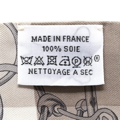 Hermes Silk Mors Et Gourmettes Vichy Twilly Etoupe Jaune Vif White 3 of 5
