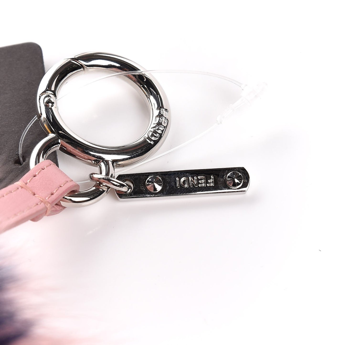 Fox Fur Shiny Nappa Bi-Color R ABCharm Bag Charm Rosa Chiaro Blue Bubblegum