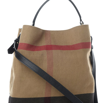 Burberry Canvas Mega Check Medium Ashby Hobo Black 11 of 14