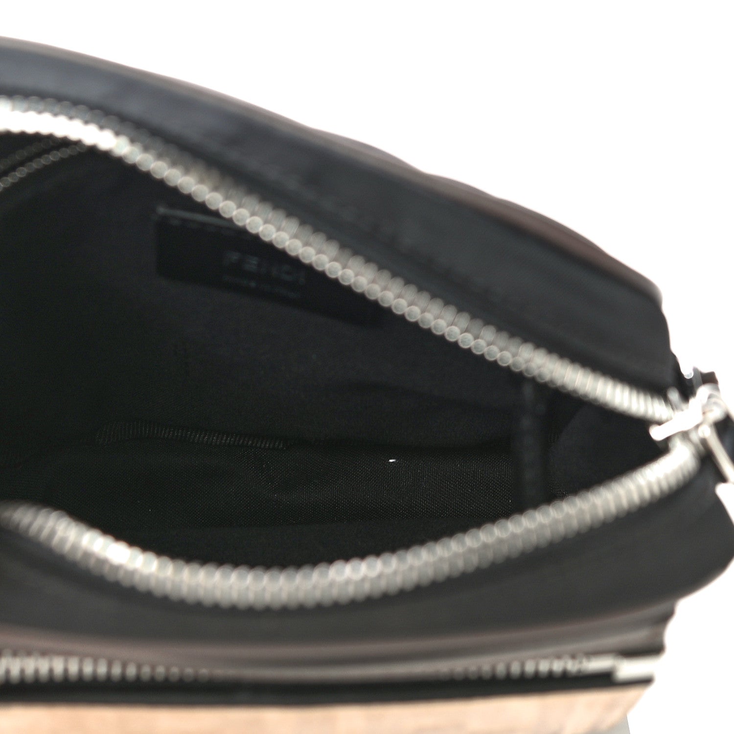 Fendi Nylon Fabric Jacquard Chamois FF 1974 Medium Crossbody Messenger Black Nuvola 5 of 12