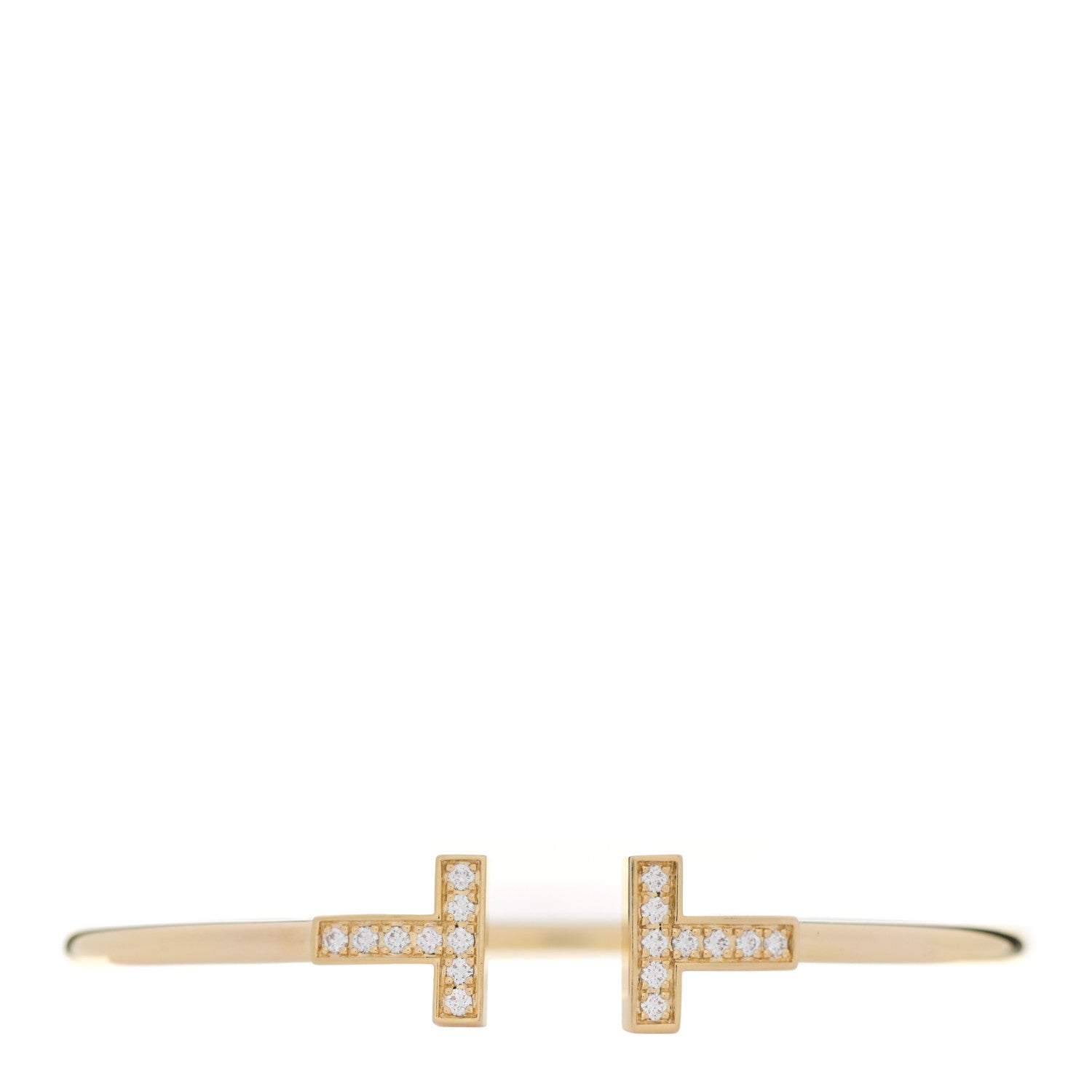 Tiffany 18K Yellow Gold Diamond T Wire Bracelet 1 of 4