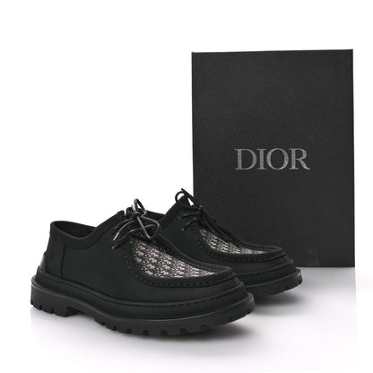 Christian Dior Nubuck Calfskin Oblique Explorer Boat Shoe 43 Black Beige 9 of 9