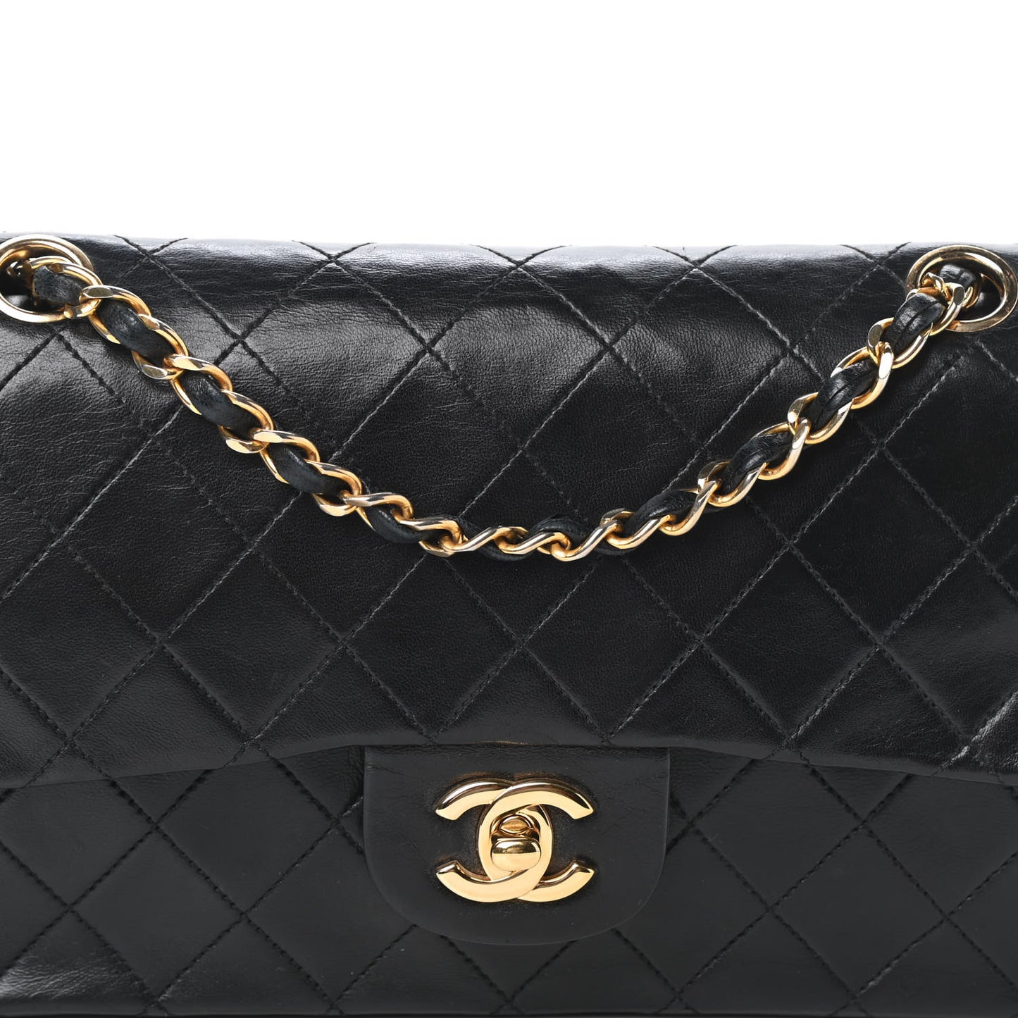 Lambskin Quilted Small Double Flap Black