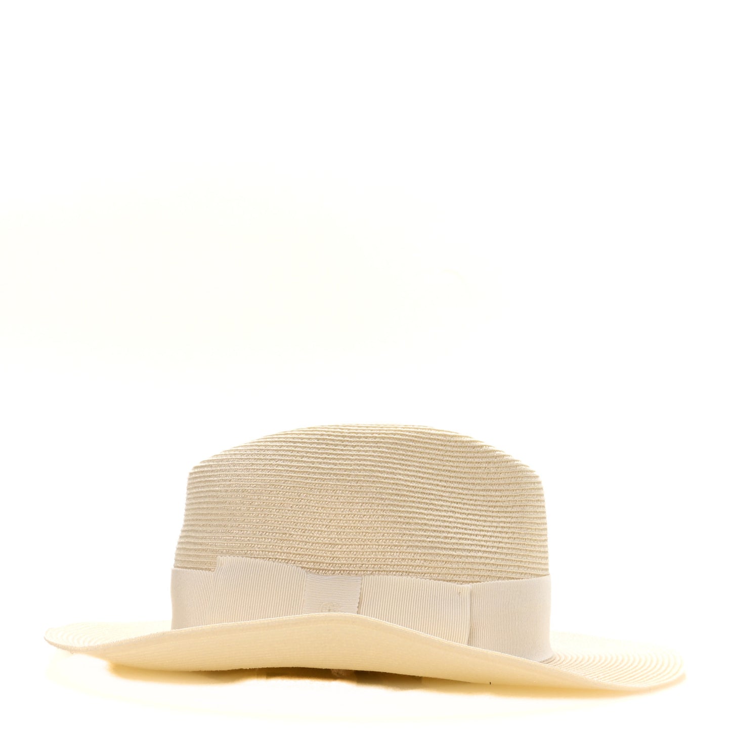 Raffia Bamboo GG Fedora Hat M White