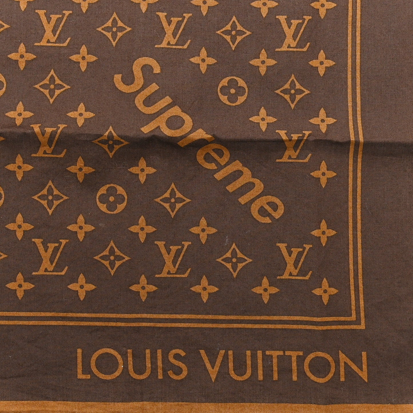 X Supreme Cotton Monogram Bandana Scarf Brown