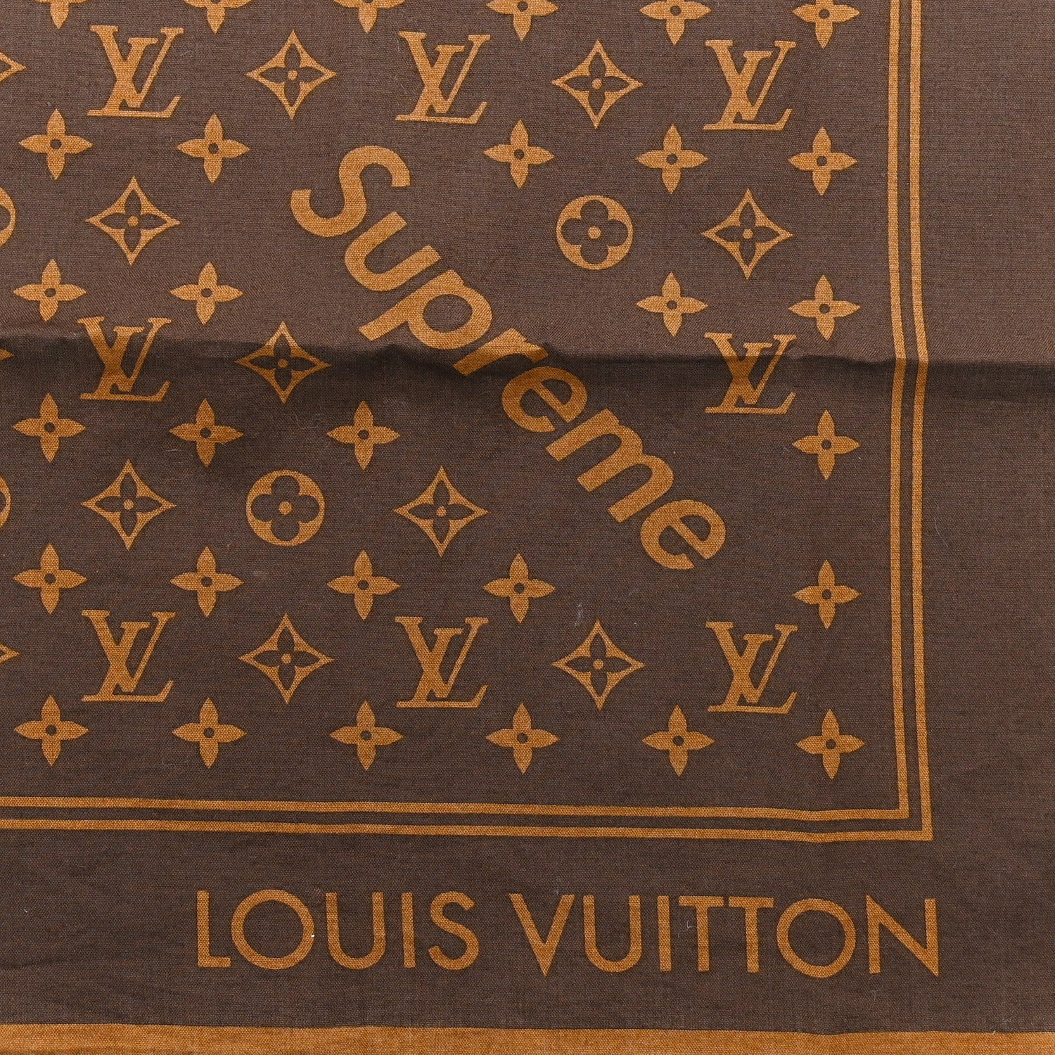 Louis Vuitton X Supreme Cotton Monogram Bandana Scarf Brown 2 of 3