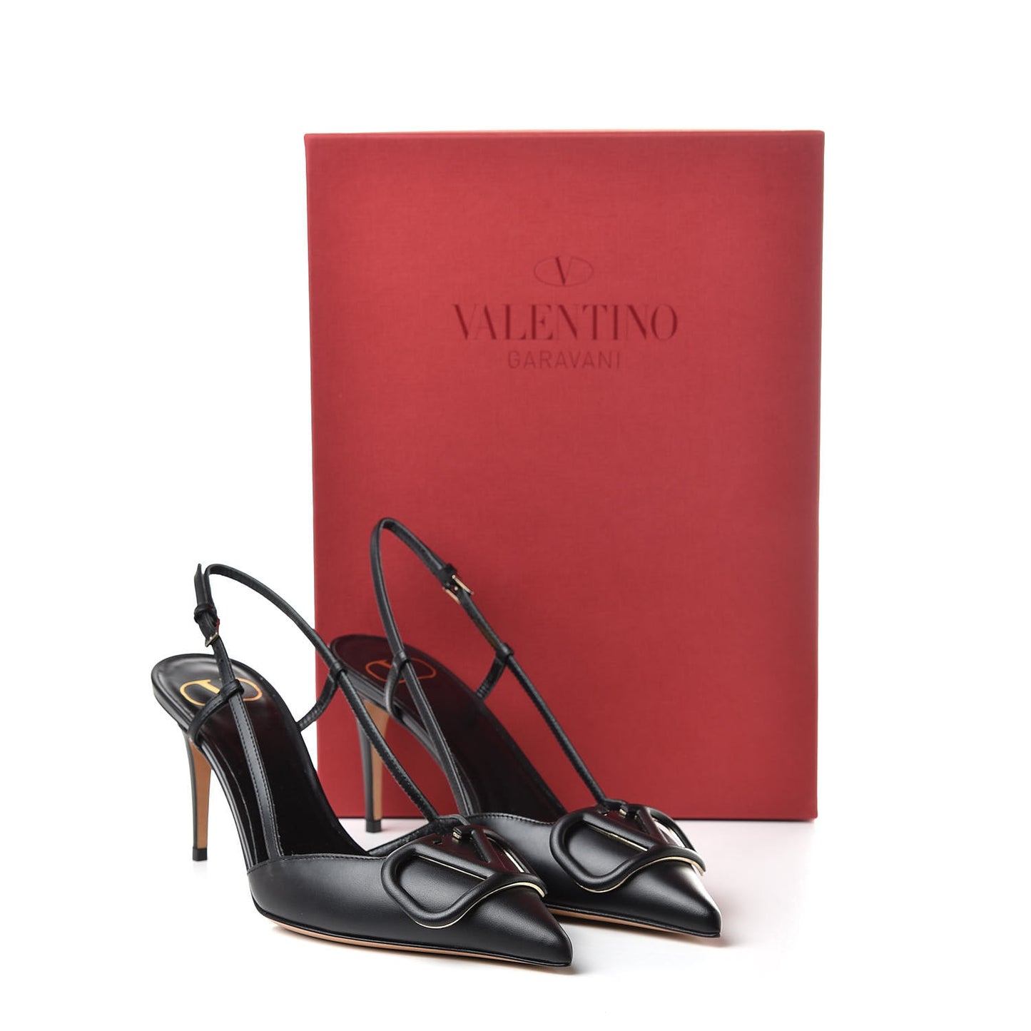 Calfskin Tonal Vlogo Slingback 80mm Pumps 37 Black