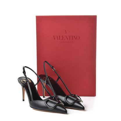 Valentino Garavani Calfskin Tonal Vlogo Slingback 80mm Pumps 37 Black 9 of 9