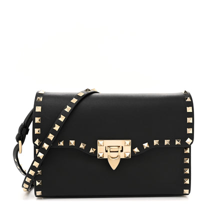 Valentino Garavani Vitello Medium Rockstud Flip Lock Crossbody Bag Black 1 of 9