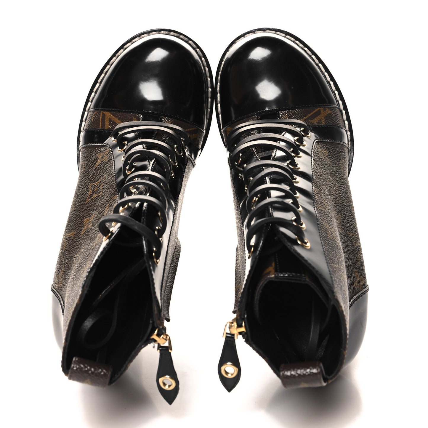 Patent Calfskin Monogram Star Trail Ankle Boots 39.5 Black