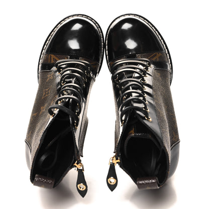 Louis Vuitton Patent Calfskin Monogram Star Trail Ankle Boots 39.5 Black 2 of 11