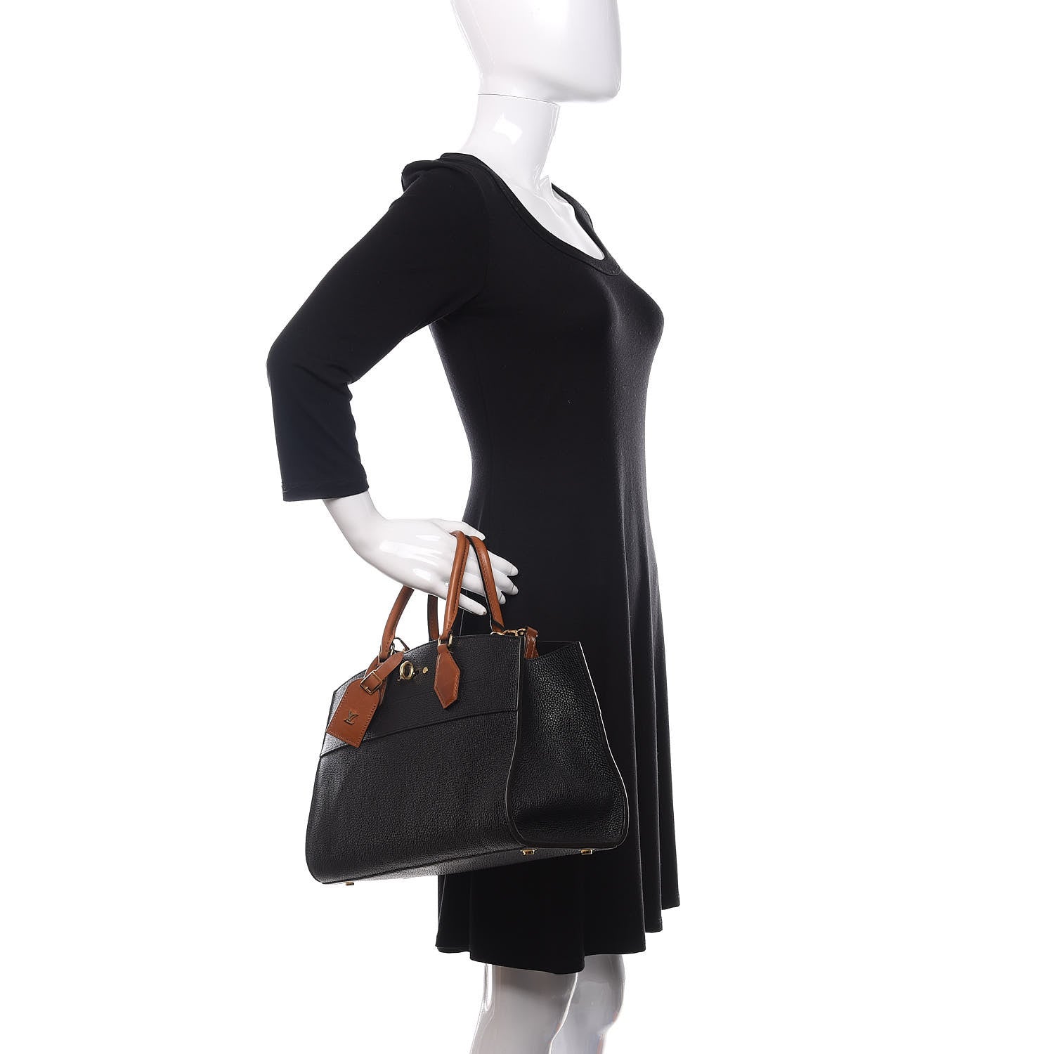 Louis Vuitton Calfskin City Steamer EW Black Gold 3 of 10