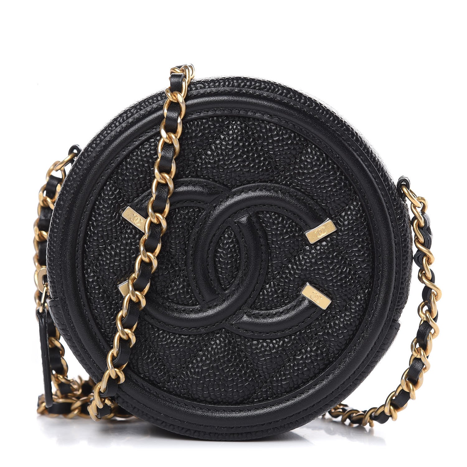 Chanel Caviar Quilted Round Filigree Crossbody Black 1 of 8