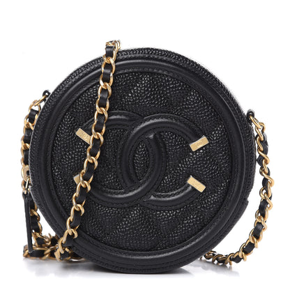 Chanel Caviar Quilted Round Filigree Crossbody Black 1 of 8