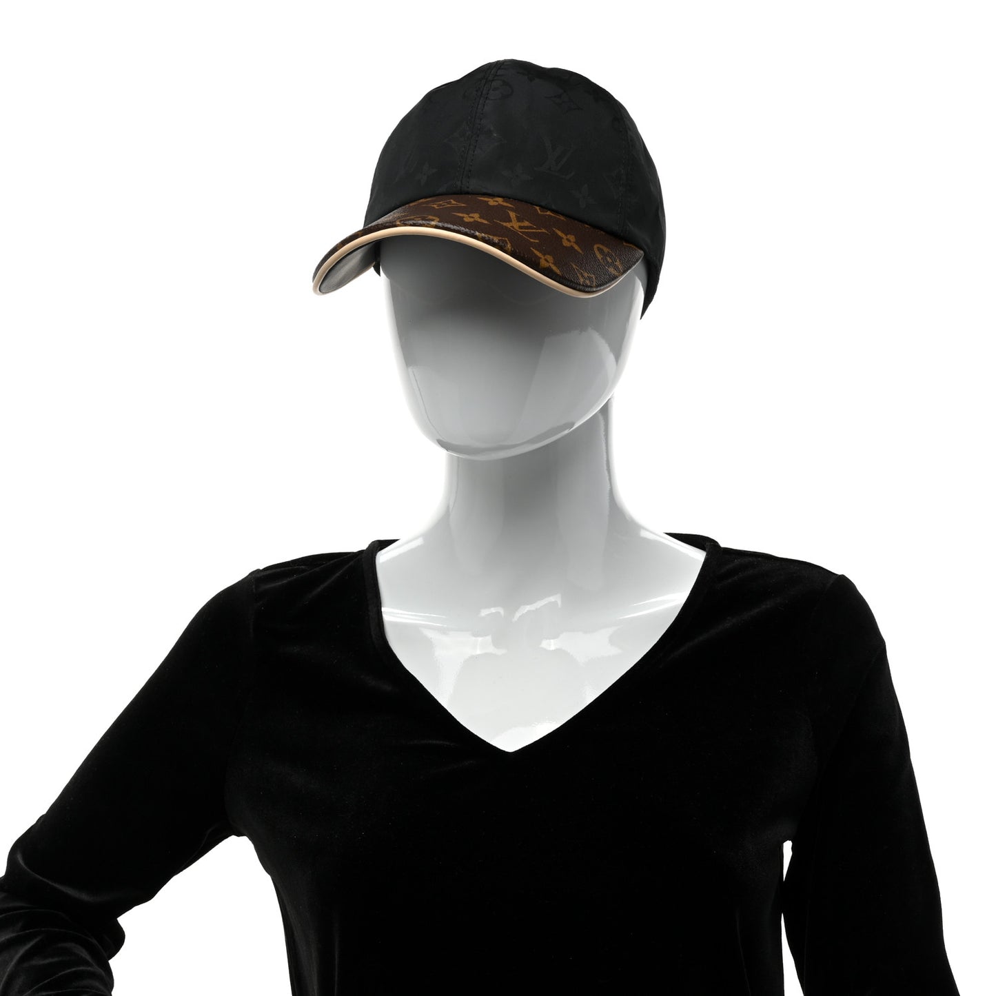 Polyester Silk Monogram LV Get Ready Cap M Black