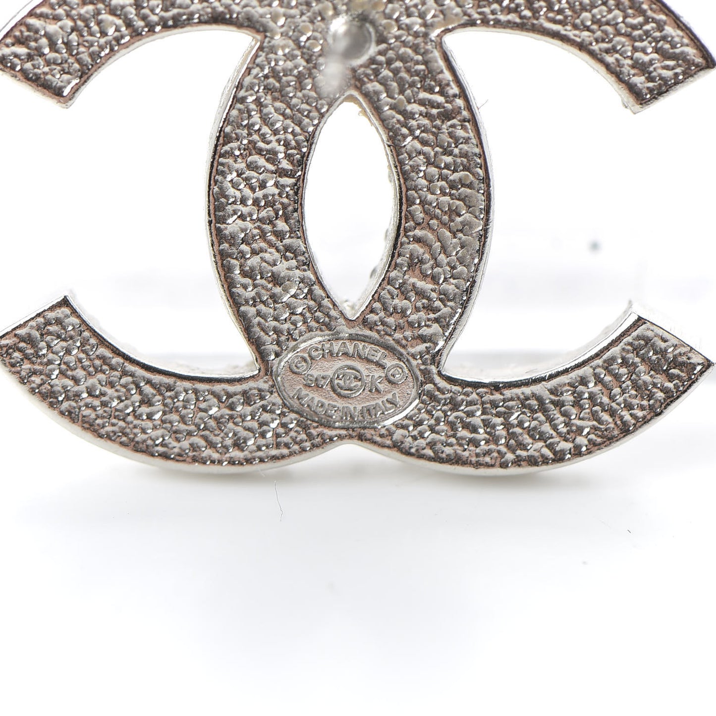 Crystal Large CC Earrings Silver