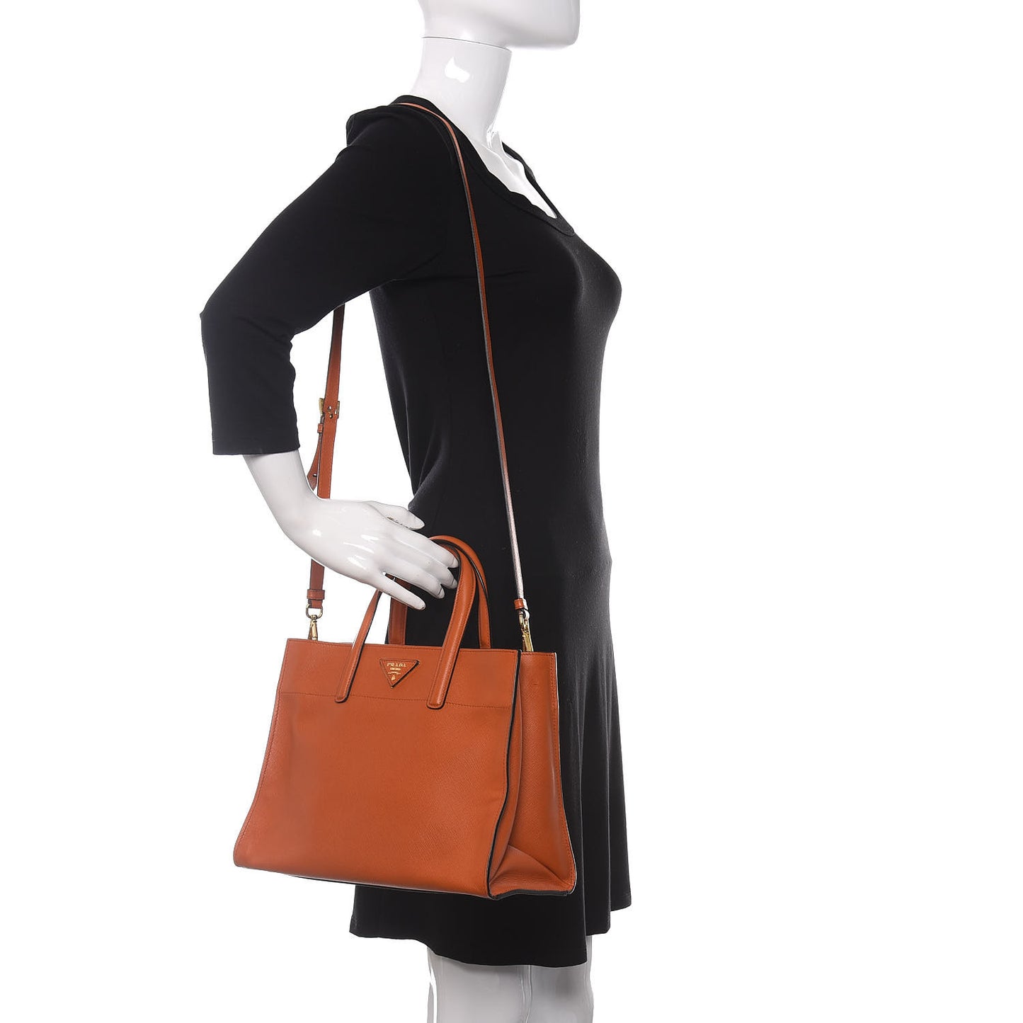 Saffiano Soft Triple Pocket Tote Papaya
