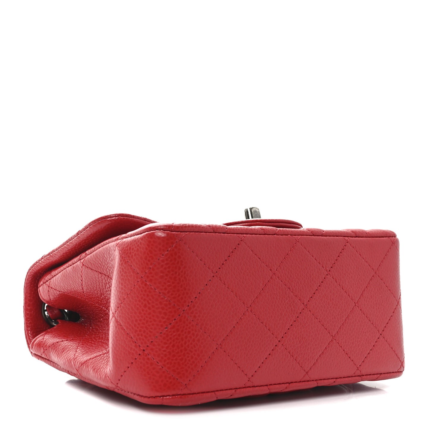 Caviar Quilted Mini Square Flap Red