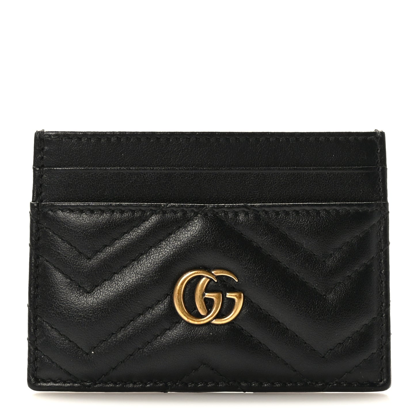 Calfskin Matelasse GG Marmont Card Holder Black