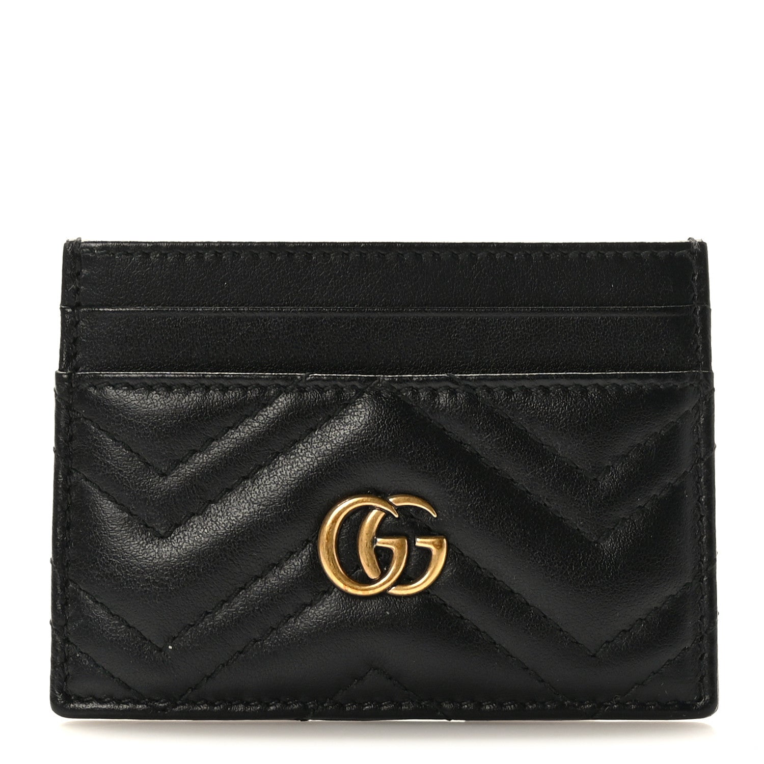 Gucci Calfskin Matelasse GG Marmont Card Holder Black 1 of 7
