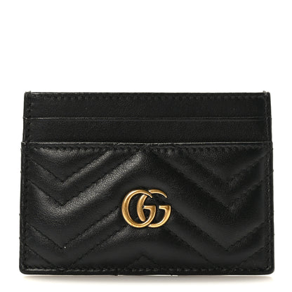 Gucci Calfskin Matelasse GG Marmont Card Holder Black 1 of 7
