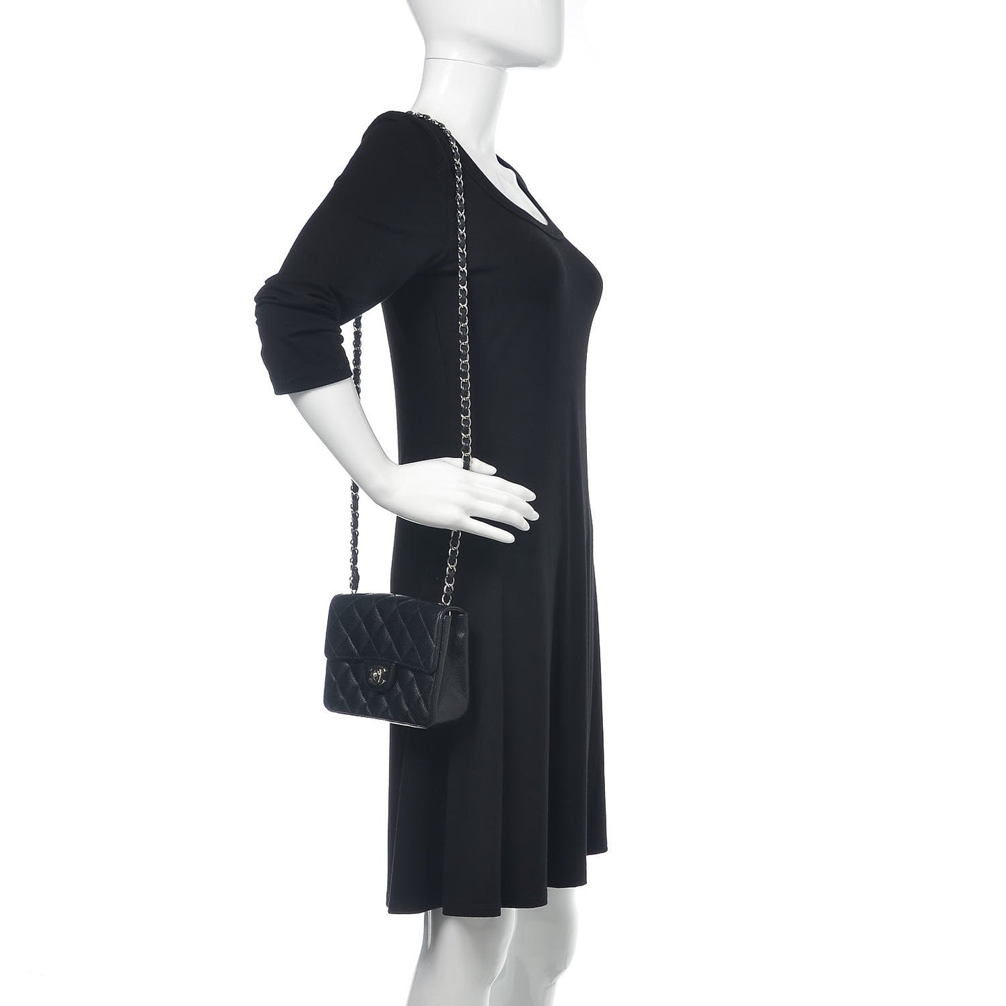 Caviar Quilted Mini Square Flap Black
