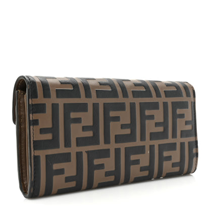 Fendi Vitello Soft F is Fendi Bi-Color FF 1974 Embossed Continental Envelope Wallet Maya Black 3 of 16