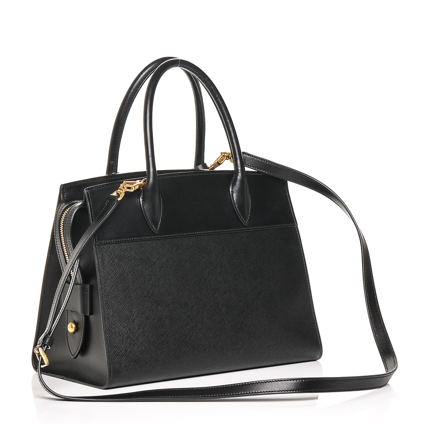 Saffiano City Calfskin Medium Esplanade Tote Black