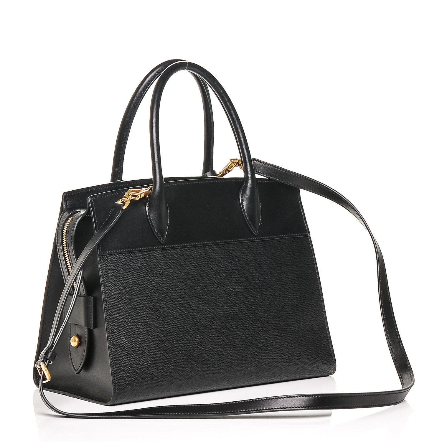 Prada Saffiano City Calfskin Medium Esplanade Tote Black 4 of 7