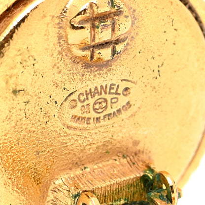 Chanel CC Round Clip On Earrings Black Gold 4 of 8