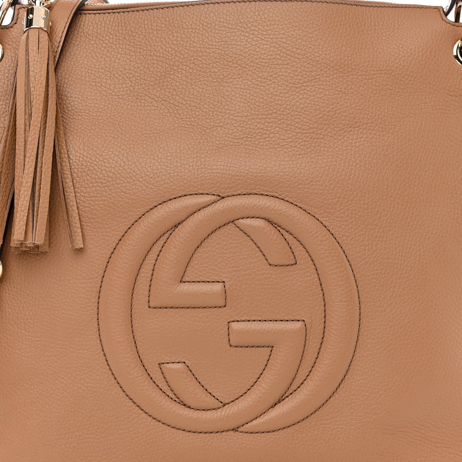 Gucci Pebbled Calfskin Large Soho Hobo Camelia 8 of 10