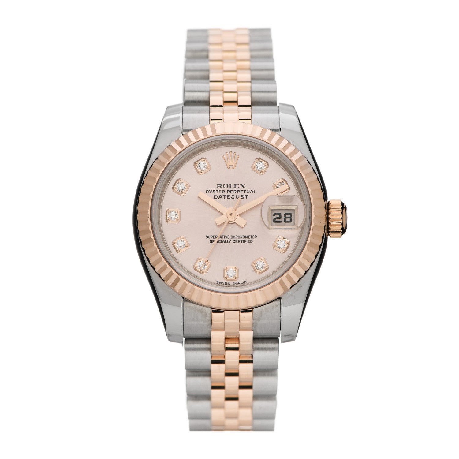 Rolex Stainless Steel 18K Everose Gold Diamond 26mm Oyster Perpetual Datejust Watch Pink 179171 1 of 4