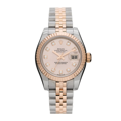 Rolex Stainless Steel 18K Everose Gold Diamond 26mm Oyster Perpetual Datejust Watch Pink 179171 1 of 4