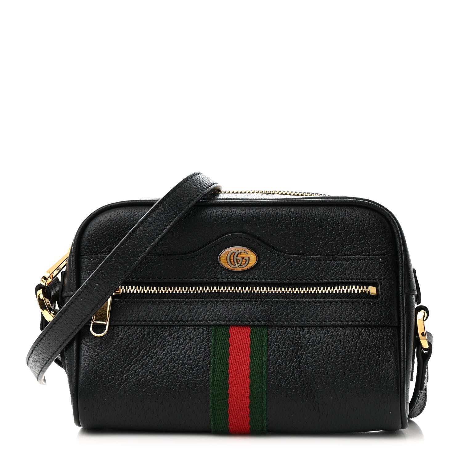 Gucci Calfskin Web Mini Ophidia Shoulder Bag Black 1 of 13