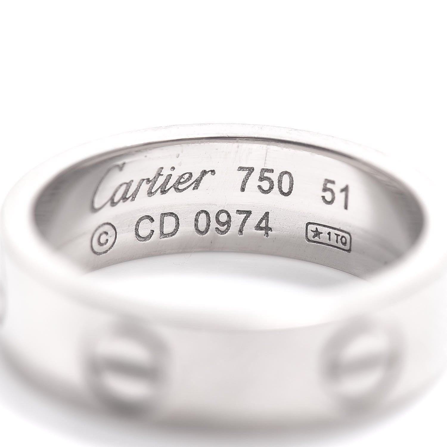 Cartier 18K White Gold 5.5mm LOVE Ring 51 5.75 4 of 4