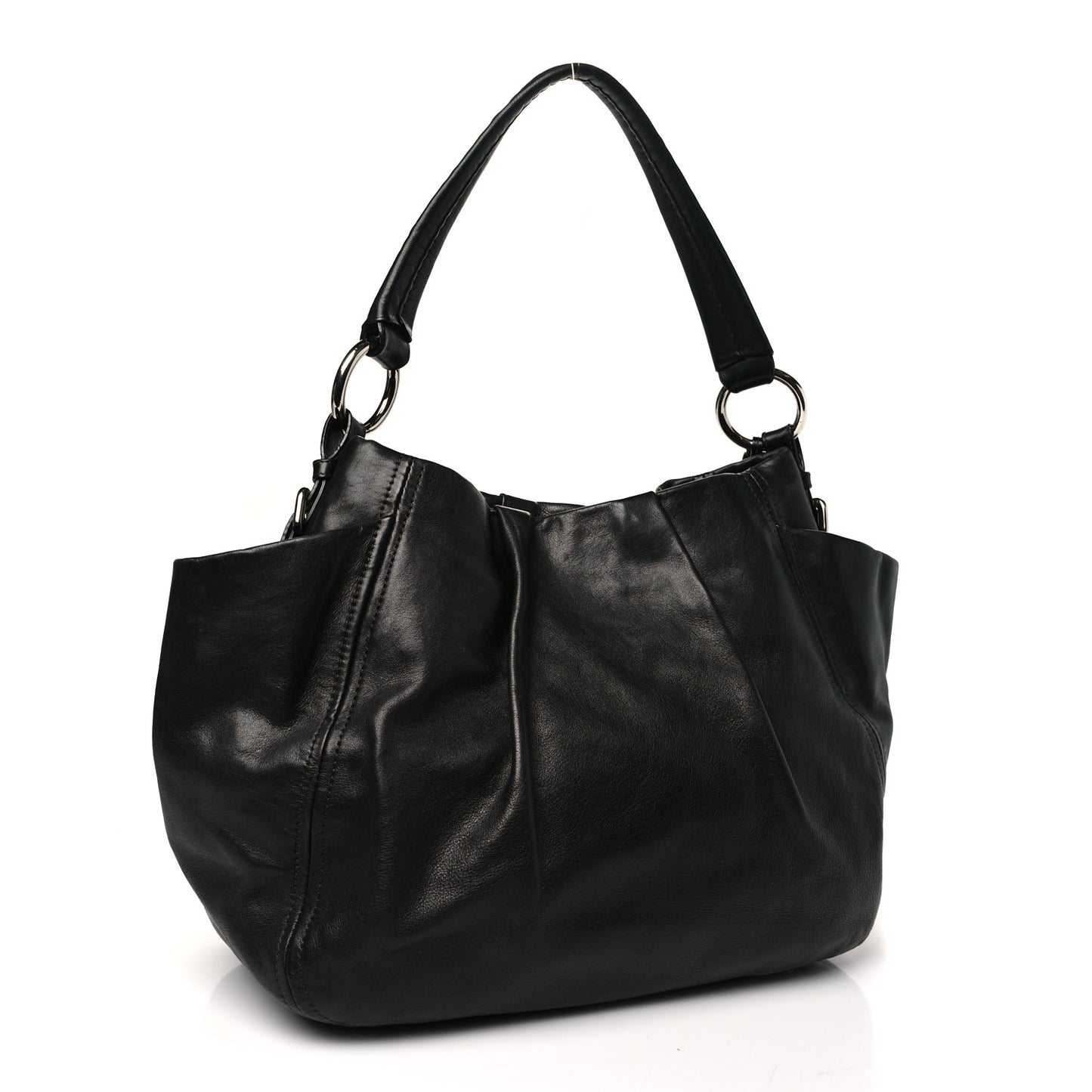 Soft Calf Pleated Hobo Black