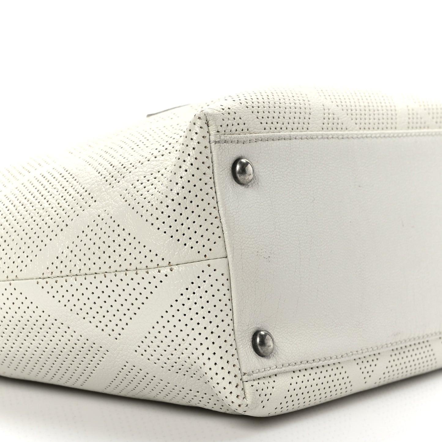 Goatskin Perforated Large CC Tote White