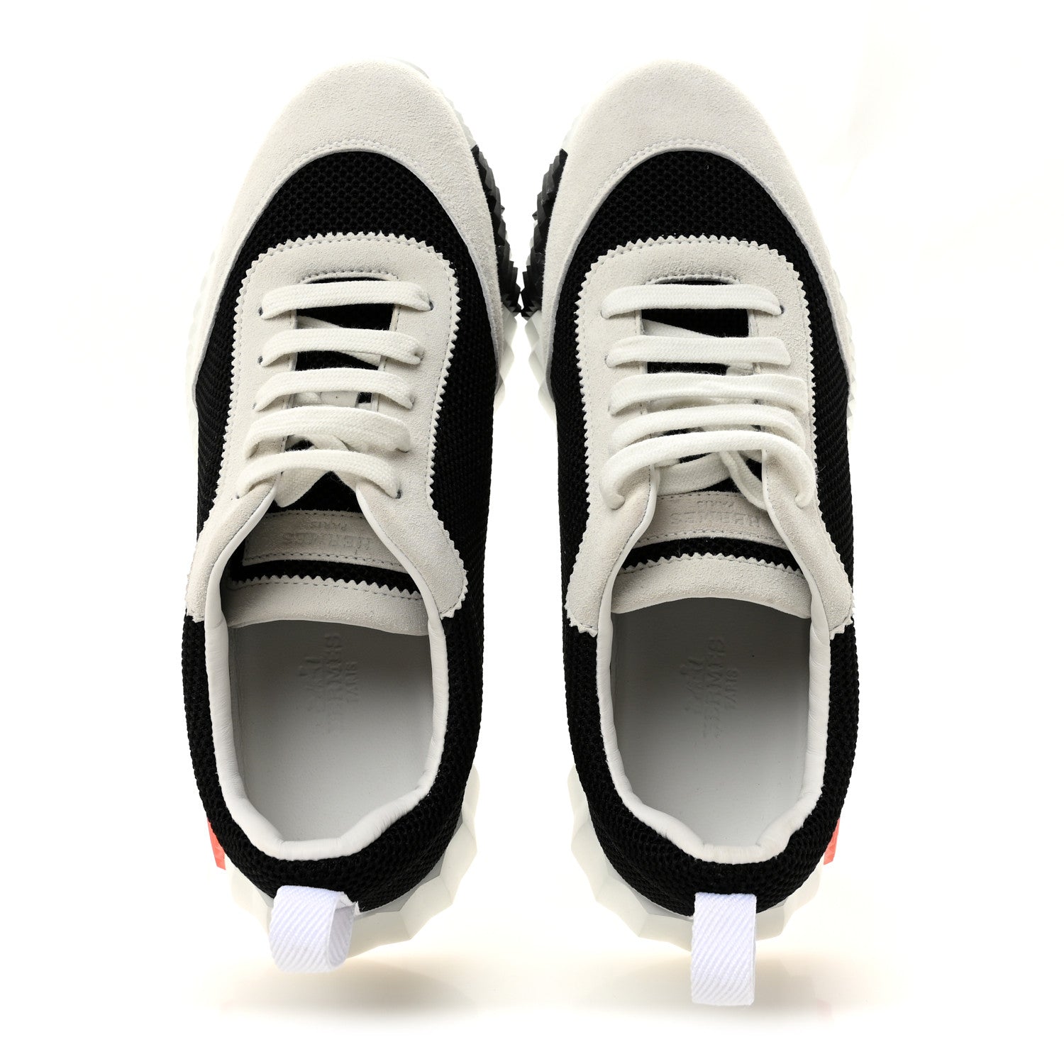 Hermes Air Mesh Suede Goatskin Bouncing Sneakers 37 Black Orange 2 of 11