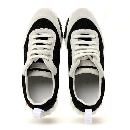 Hermes Air Mesh Suede Goatskin Bouncing Sneakers 37 Black Orange 2 of 11