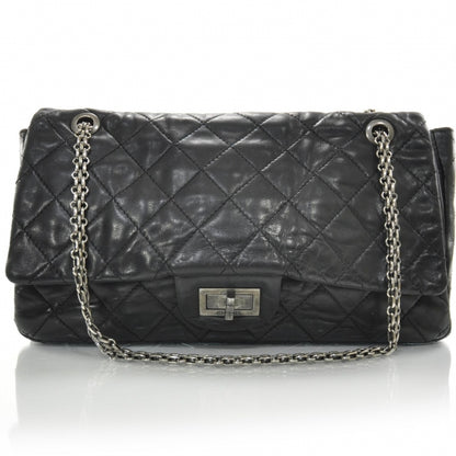 Chanel Distressed Leather 2.55 Reissue 227 Jumbo Flap Black 1 of 8