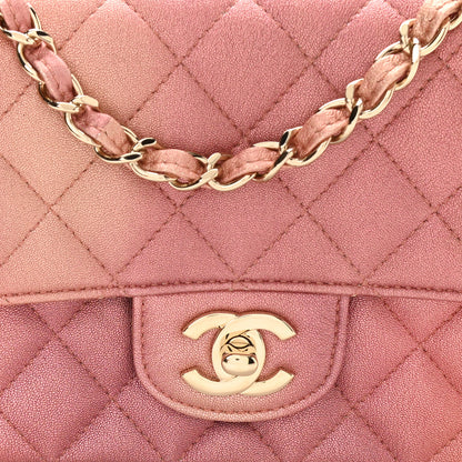 Chanel Metallic Lambskin Quilted Ombre Mini Rectangular Flap Pink 8 of 11