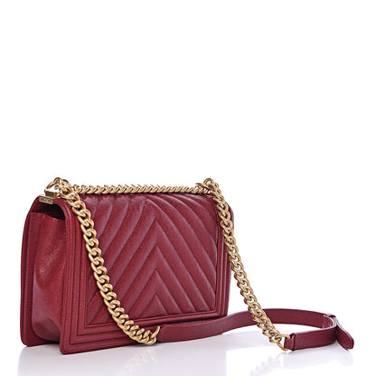 Chanel Caviar Chevron Quilted New Medium Boy Flap Red 3 of 10