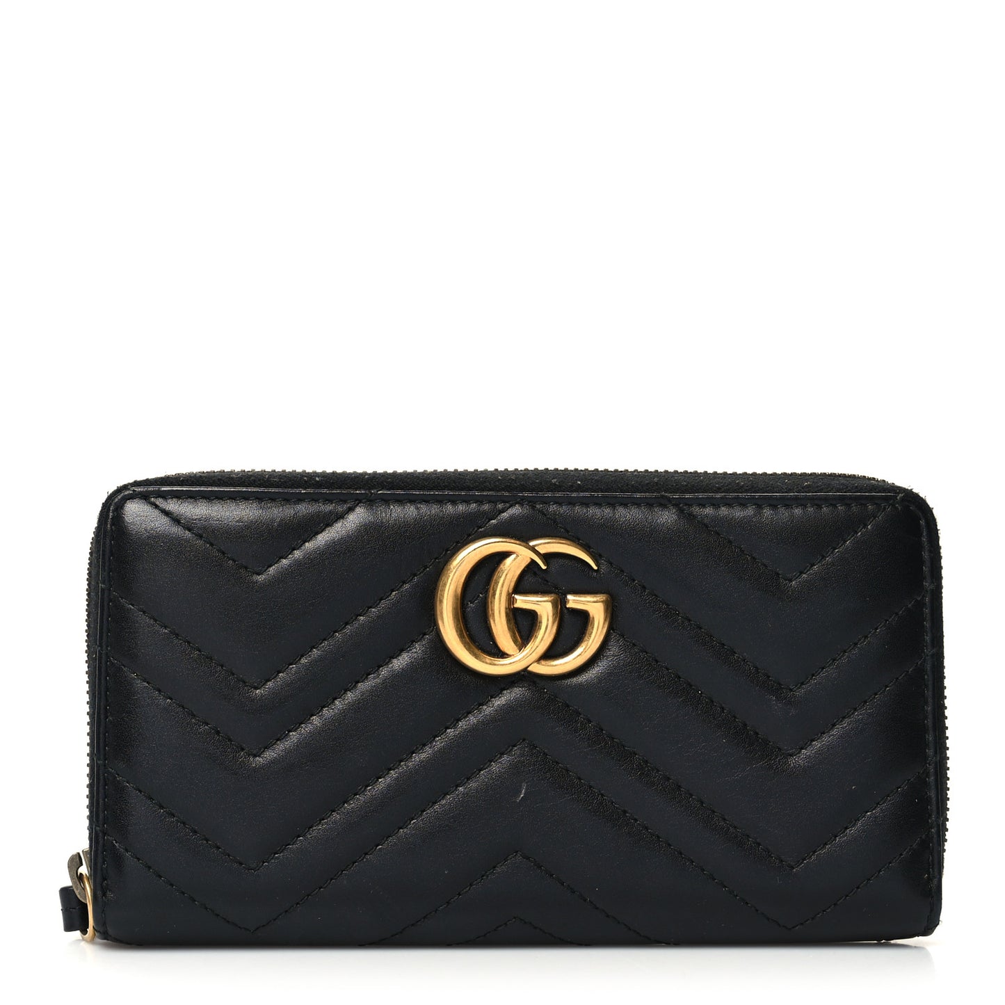 Calfskin Matelasse GG Marmont Zip Around Wallet Black