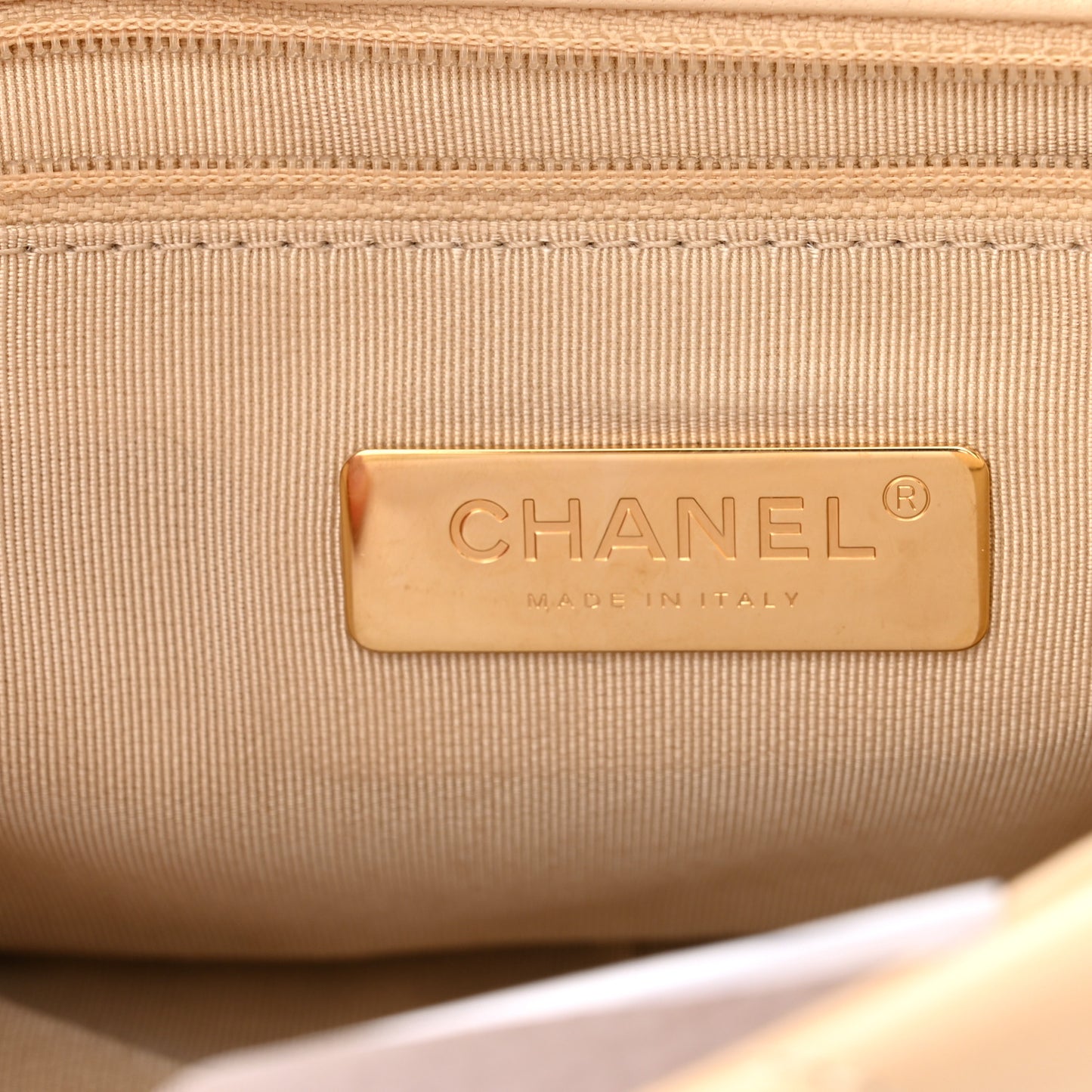 Goatskin Quilted Medium Chanel 19 Flap Beige