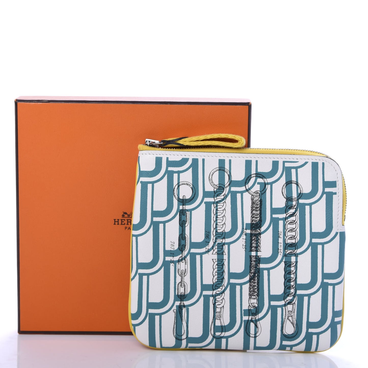 Veau Swift Carre Trousse Pocket Vert Verone Bleu Du Nord