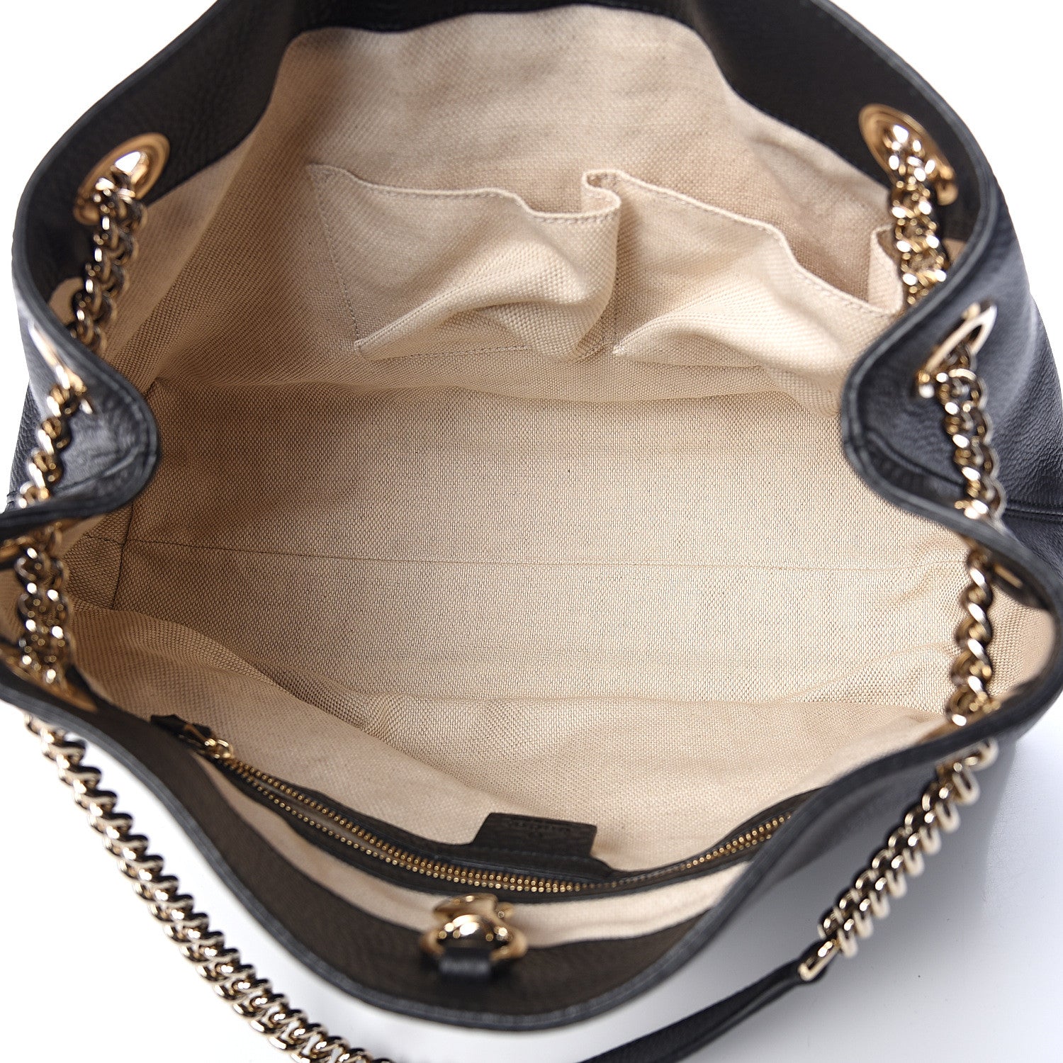 Gucci Pebbled Calfskin Medium Soho Chain Shoulder Bag Black 4 of 9