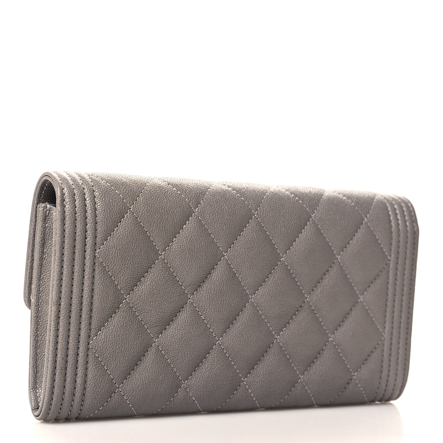 Chanel Caviar Quilted Large Boy Gusset Flap Wallet Grey 3 of 7
