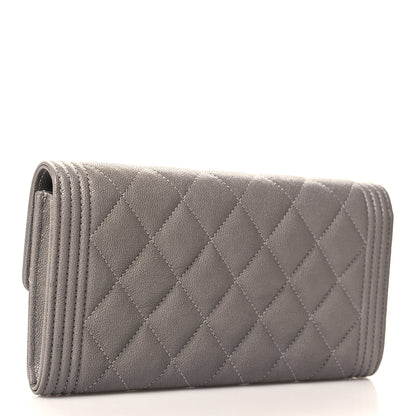 Chanel Caviar Quilted Large Boy Gusset Flap Wallet Grey 3 of 7